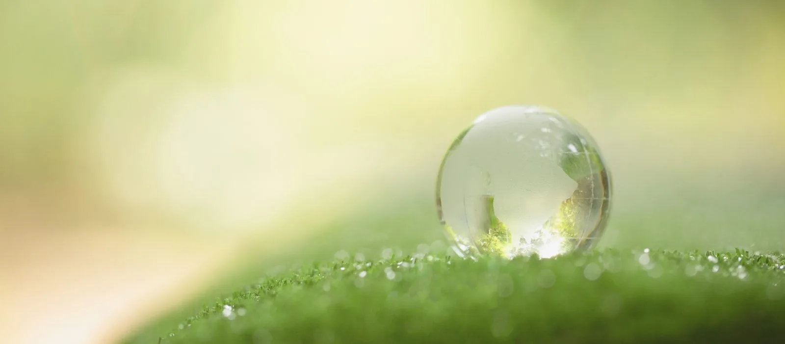 Goutte d'eau posée sur l'herbe