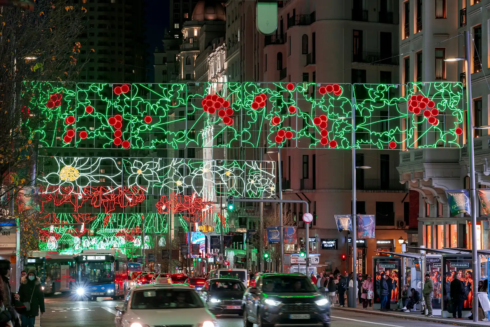 Traversées vertes et rouges de la Gran Vía