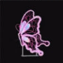 Papillon rose de profil sur socle